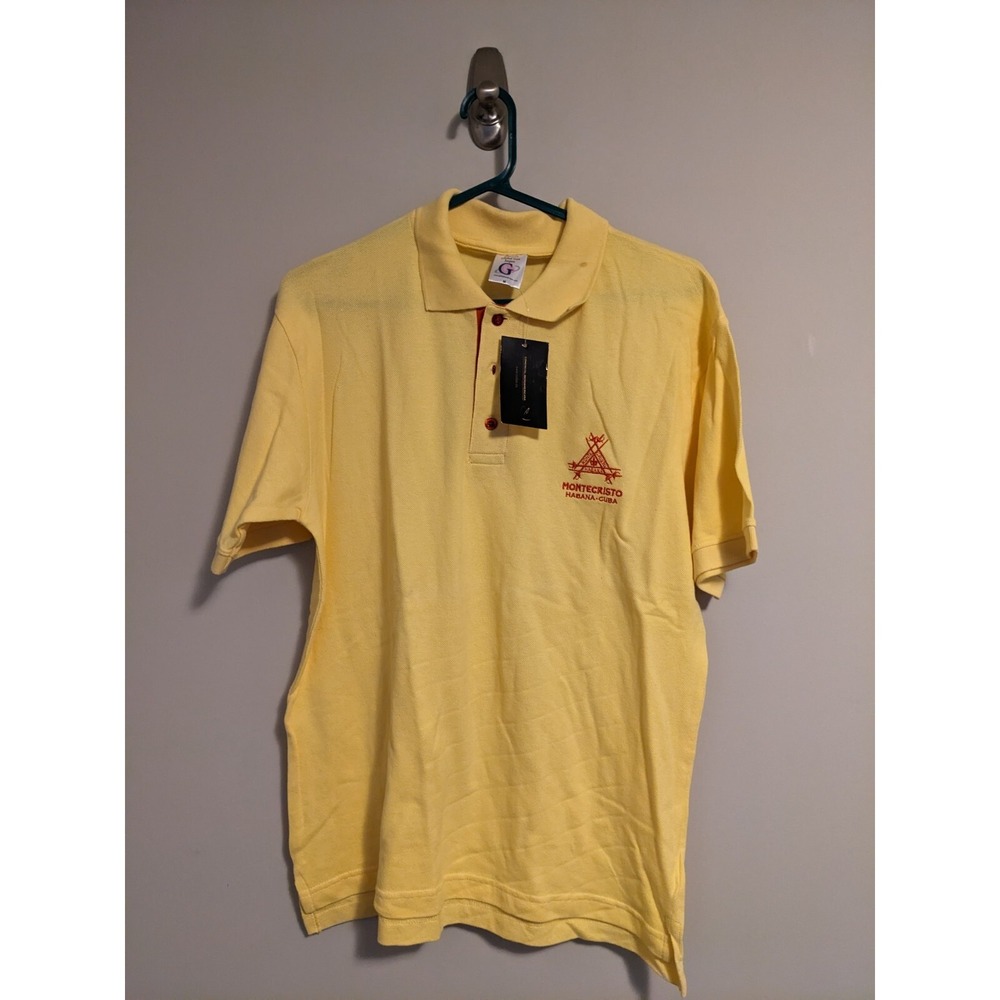 Montecristo Cuban Cigar Branded Yellow Polo Shirt Mens M